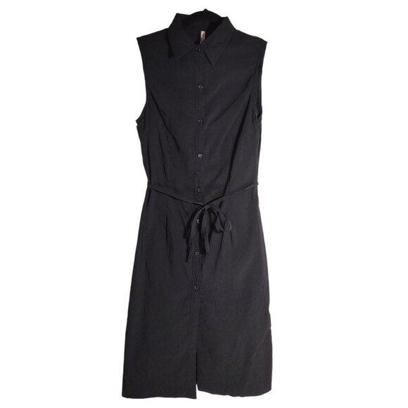 Y2K Black Office Siren Collared Sleeveless Utility Dress - Picture 2 of 6